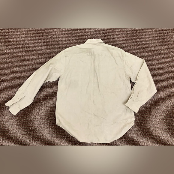 Women's Small Petite Natural Linen Lauren Ralph Lauren Vtg Button Down Shirt - Picture 11 of 12